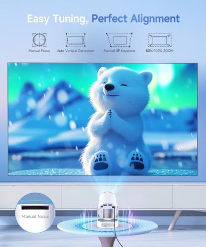 Magcubic Mini Projector with WiFi 6 and Bluetooth 5.4, Portable Projector 4K Support, 5W Soundbase Speaker, Auto Vertical Keystone 180°Rotatable Smart Proyector for Movie Home Outdoor - Image 2