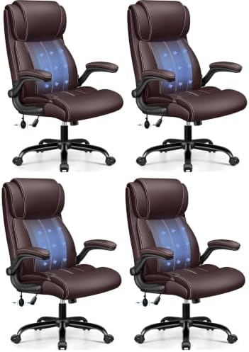 BESTFAIR Ergonomic High Back Office Chair, Adjustable Lumbar, Coffee 4 Pack by BESTFAIR