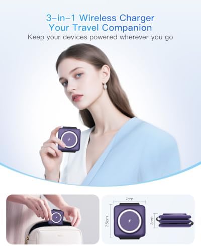 Iseyyox Charging Station for Mag Safe Apple - 3 in 1 Magnetic Foldable Wireless Charger Pad - Travel Charging Mat for iPhone 17 16 15 14 13 12 Pro Max Plus Watch & Airpods - Image 2