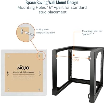 Tecmojo 9U Wall Mount Rack, Server Rack,Open Frame Server Rack,Network Rack for 19inch Computer/AV/Data/IT/Media Equipment,18inch Depth,16inch Apart Mounting Holes,Swing Gate,Square and Tapped Holes - Image 4