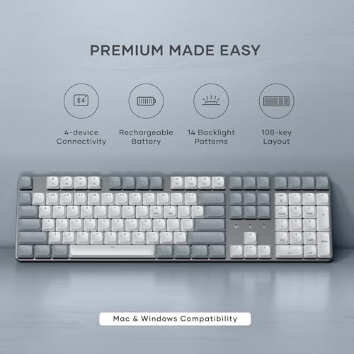 Satechi SM3 Mechanical Keyboard, White LED Backlit, Light Gray/White - Image 2
