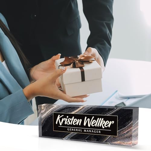 Desk Name Plate Personalized Name Plate for Desk, Office Desk Decor, 3D Style Personalized Plaque Name Plates for Desks Custom Appreciation Gifts for Boss Lady Employee Coworkers (Gilded Black) - Image 6