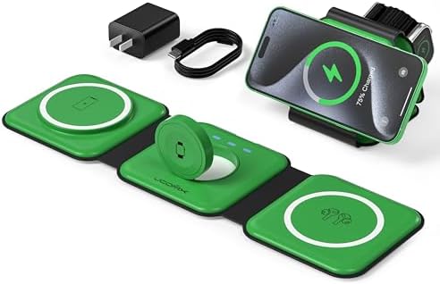 3 in 1 Charging Station for Multple Devices,Foldable 3 in 1 Wireless Charger for Travel,Nano Wireless Charging Station for iPhone16 15 14 13 12 Pro Max/Watch 10 9 8 7 6 5 4 3 Ultra/AirPod Pro by UCOMX