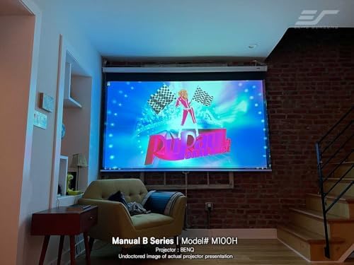 Elite Screens Manual B, 100-INCH Manual Pull Down Projector Screen Diagonal 16:9 Diag 4K 8K 3D Ultra HDR HD Ready Home Theater Movie Office Presentation, M100H - Image 3