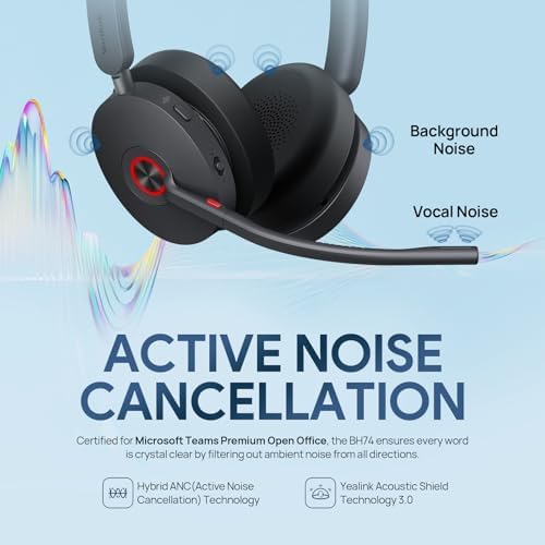 Yealink BH74 UC Bluetooth Headset with Mic for Work, AI Hybrid ANC, USB C/A - Image 3