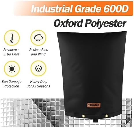 TOHONFOO Backflow Preventer Cover, Pipe Freeze Insulation, 16"Wx20"H, Black - Image 6