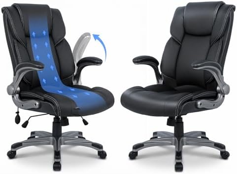 COLAMY Ergonomic Executive Office Chair, High Back Desk Chair with Adjustable Lumbar Support, Flip-Up Armrests & Thick Seat Cushion, 90°–110° Reclining Computer Chair for Home Office,Set of 2 by COLAMYHOME