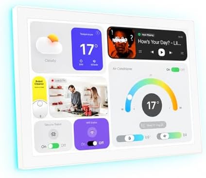 10.1" POE Smart Home Touch Panel with Proximity Sensor, 4GB+64GB Android 14 Inwall Controller 86 Box Included, WiFi 6E, RS232, RS485 LED Light Strip Home Assistant (No Camera)(White) by JEESTON