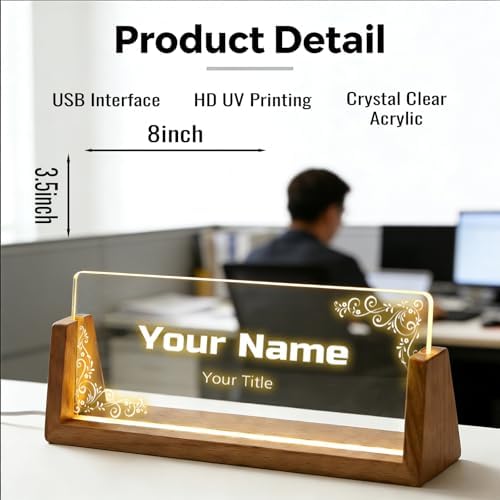 Custom Desk Name Plate,Light Up Acrylic Office Sign, Personalized Gift for Boss Coworker Teacher, Employee Appreciation Award, Home Office Decor - Image 5