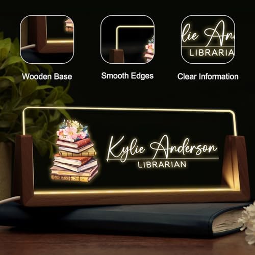 Custom Light Up Name Plate for Desk, Desk Name Plate Personalized with Logo, Employee Appreciation Gift, Personalized Office Gifts for Boss Coworkers Teacher, Office Decor for Women Men (Teacher style) - Image 3