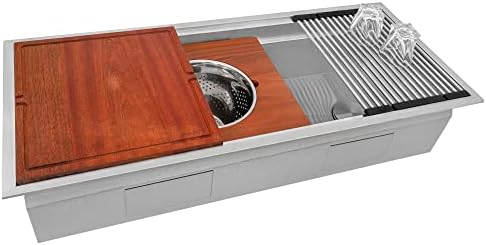 Ruvati 45-in 16-Gauge Two-Tier Drop-in Workstation Kitchen Sink - RVH8433 by Unknown