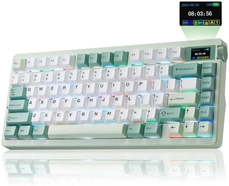 Aula Nova75 Mechanical Gaming Keyboard,Wireless Green Keyboard with Knob by LEOBOG