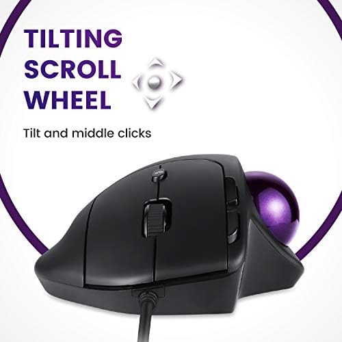 Perixx PERIMICE-520 Wired USB Ergonomic Programmable Trackball Mouse, Adjustable Angle, 8 Button Design, Black (PM-520-11447) - Image 4