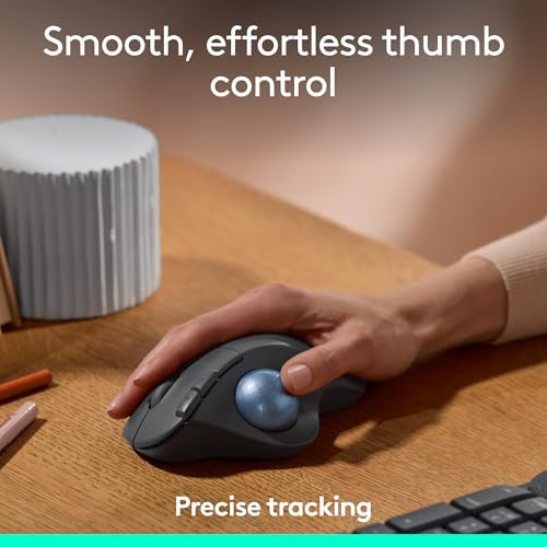 Logitech Ergo M575S Wireless Bluetooth Trackball Mouse - Graphite Blue Ball - Image 2