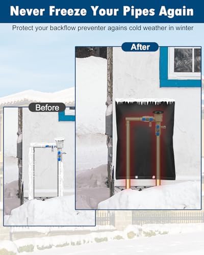 Backflow Preventer Insulation Cover (5°F), Actgan 20"X26" 5 Layers Outdoor Pressure Vacuum Breaker Cover, Water Well Pump Cover, Sprinkler Valve Cover, Faucet Cover for Winter Freeze Protection Black - Image 3