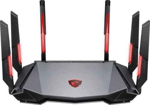 MSI Radix AXE6600 WiFi 6E Tri-Band Gaming Router, AI QoS, RGB, 1.8GHz Quad-Core Processor, MU-MIMO, Tri Band Gigabit Wireless, 8-Stream, High Speed Long Range Gaming Router by Unknown