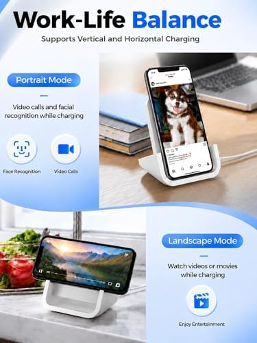 Wireless Charger YUWISS Wireless Charging Stand Cordless Charger 10/7.5/5W Compatible with iPhone 14 13 12/12 /11Pro Max/XR/XS Max/XS/X/8/8Plus Galaxy S22/S21/S9/S9+/S8/S8+ Note - Image 4