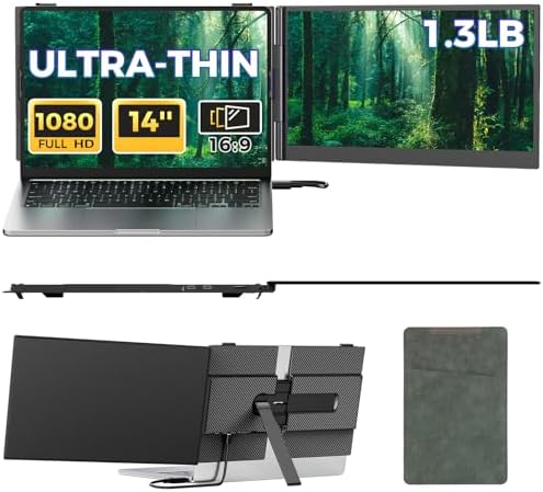 Laptop Screen Extender, 14" FHD 1080P IPS Portable Monitor for Laptop by Redalf