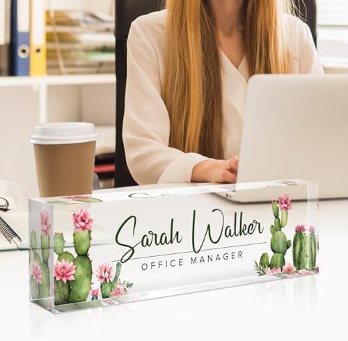 Custom Name Plate for Desk - Desk Name Plate Personalized - Office Desk Accessories - Employee Teacher Appreciation Gifts for Coworkers - Acrylic Cactus Office Desk Decor - Office Gifts for Women Men - Image 4