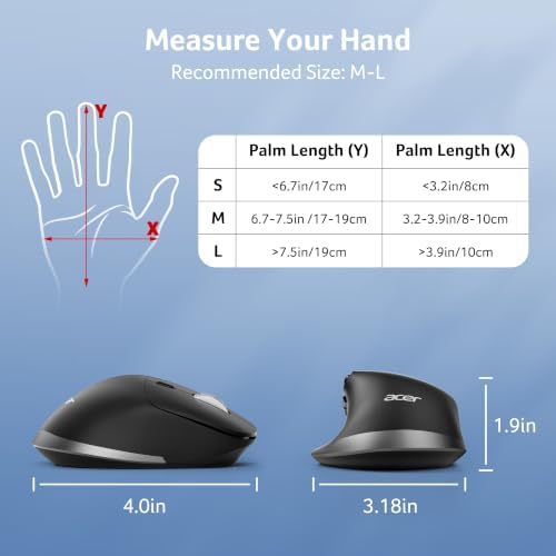 Acer Ergonomic Mouse Wireless Rechargeable with Side Scroll for Laptop/Mac - Image 7