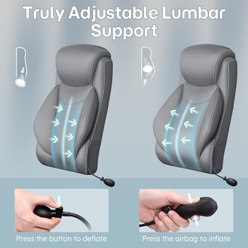 Ergonomic Office Chair,Inflatable Lumbar Support High Back Chair,Gray - Image 3