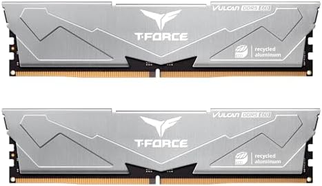 TEAMGROUP T-Force Vulcan ECO DDR5 32GB (2x16GB) 6000MHz (PC5-48000) CL38 Desktop Memory Module Ram for 600 700 Series Chipset XMP 3.0 Silver FLESD532G6000HC38ADC01… by TEAMGROUP