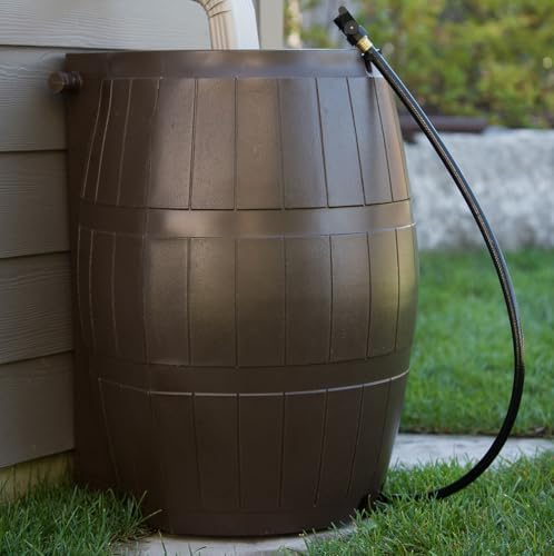 FCMP Outdoor Raincatcher 4000 Rain Barrel, Flat-Back Rainwater Catcher with Spigots, 50 Gallon, Brown - Portable Water Storage Container Tank for Home, Garden, and Backyard - Image 2