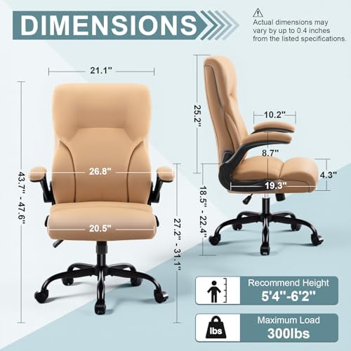 AreShark Office Chair - Executive High Back Breathable Desk Chair with Lumbar Support - Ergonomic Leather Rolling Swivel Computer Chair with Rock Function for Working Studying Gaming Relaxing - Image 3