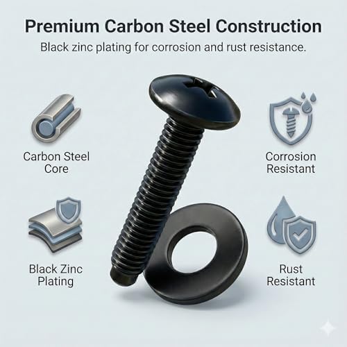 10-32 Rack Screws & Nylon Washers, Carbon Steel, 50-Set Truss Head - Image 3