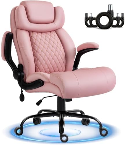 Office Chair, Big and Tall Executive Chair with Air-Lumbar Support, Breathable Desk Computer Chair with Adjustable Flip-up Armrests, Wide Cushion Seat Swivel Home Office Chair by Unknown