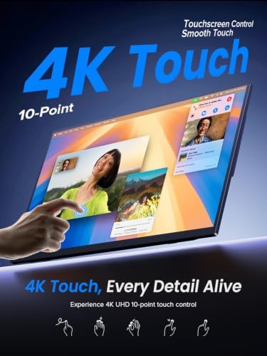 UPERFECT 4K Portable Monitor Touchscreen, 15.6” 125% sRGB Laptop Monitor - Image 3