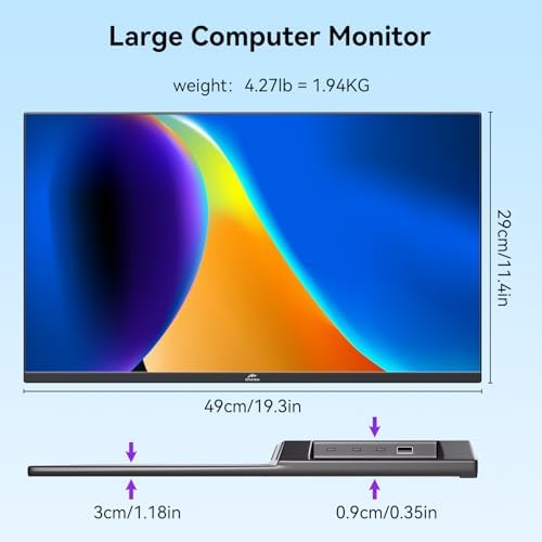 Kenowa 21.5" Large Portable Monitor FHD 1080P IPS 75Hz Frameless USB C HDMI Portable Gaming Monitor, Built in Speakers Stand Travel Second Monitor for Laptop Phone PC Xbox - Image 5
