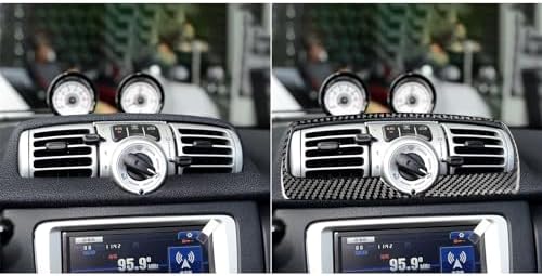 Real Black Carbon Fiber Car Dashboard Central AC Vent A/C Climate Control Panel Trim Sticker Compatible with Benz Smart Fortwo 2011 2012 2013 2014 2015 Auto Interior Accessories 1pc - Image 5