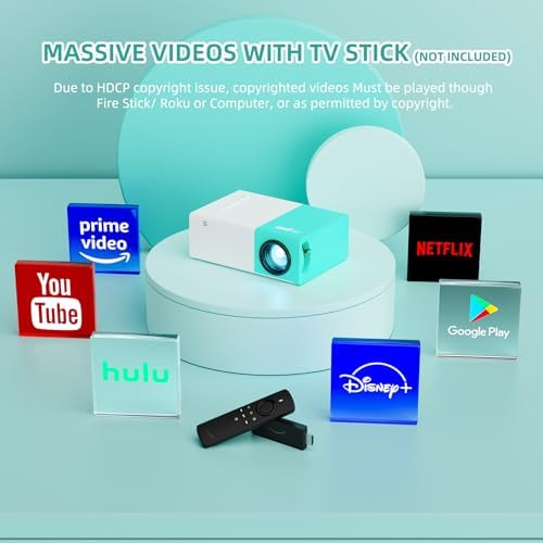 Projector WiFi Portable Movie Projector, Phone or Tablet Can be Mirrored to the Video Projectors Via WiFi or Data Cable, Compatible with Smartphone/ Tablet/ Laptop/TV Stick/ PS/ USB - Image 2