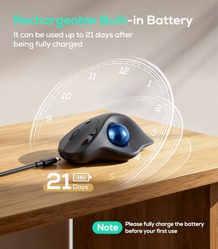 Nulea Wireless Trackball Mouse Ergonomic 21.7 Tilt Stand Thumb Control - Image 6