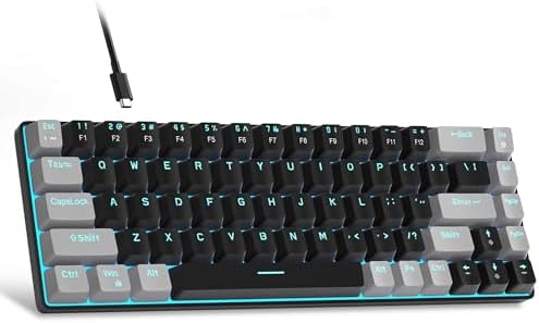 MageGee Portable 60% Mechanical Gaming Keyboard, MK-Box LED Backlit Compact 68 Keys Mini Wired Office Keyboard with Red Switch for Windows Laptop PC Mac - Black/Grey by MageGee