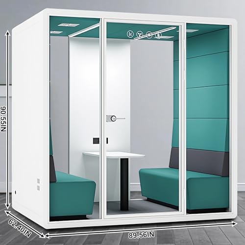 Office Sound Booth with Audio Privacy - Soundproof Proof Booth Includes Superimposed Interior Design,Sound Room Include Socket,Fans,Light for Study (Blue, 90IN) - Image 2