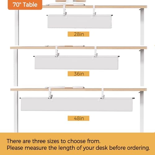Under Desk Cable Management Tray, 48" Fabric Wire Cord Organizer, White - Image 6