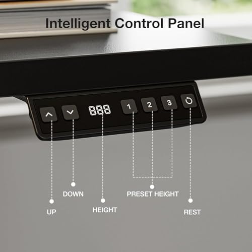 Muvai 71" L Shaped Standing Desk with Cable Tray, Reversible, Black - Image 6