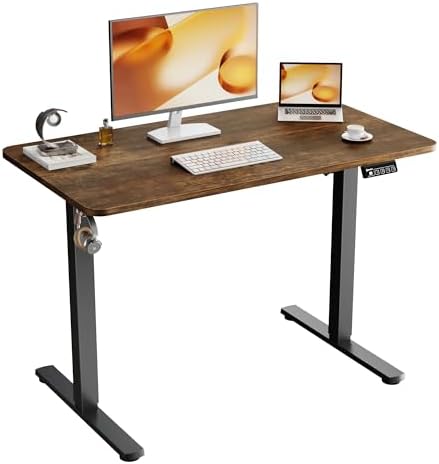 ERGOMAKER 43" Electric Standing Desk, Adjustable Height, Sit Stand Up Desk for Home Office & Computer Workstations, Memory Controller, Rustic Brown by ERGOMAKER