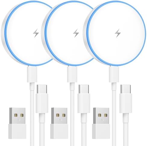 Magnetic Charger 3 Pack 15W Magnetic Wireless Charger Fast Charging Pad Compatible with iPhone 17/16/15/14/13/12 Series & AirPods 4/3/2/Pro Charging Pad with Dual Ports by TNDAJI