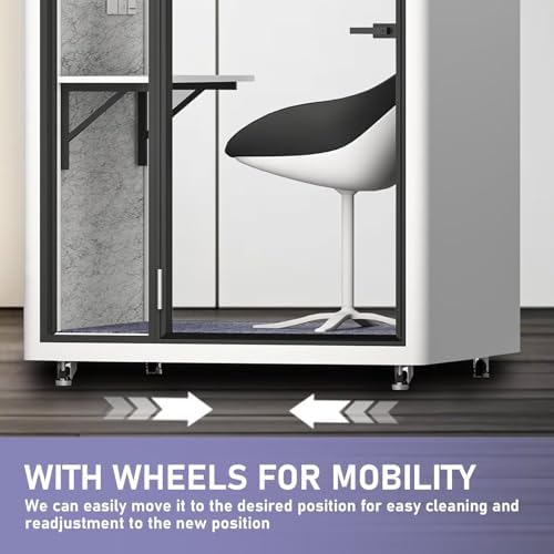 Office Pod Booth with Audio Privacy - Portable Soundproof Booth with White Modern Style,Outdoor Office Pod with Light,Ventilation,Socket for Study,Work,Singing Room,Telephone Booth(55.11IN) - Image 7
