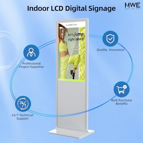 55 Inch 4K Touchscreen Digital Signage,Indoor Floor Standing Digital Kiosks & Interactive Displays,Commercial Advertising LCD Totem Android System Auto Media Player HDMI Input,Free Custom Logo,White - Image 6