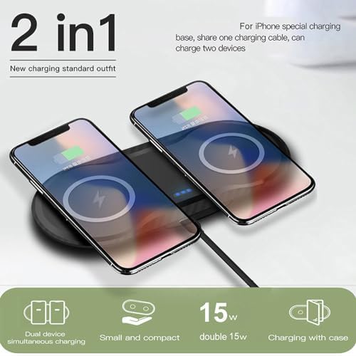 2 Pack Dual 15W Wireless Charger for Multiple Devices, 30W Fast Wireless Charging Pad/Mat for Apple iPhone, for AirPods, for Samsung Phone, for Google Pixel, and All Qi-Enabled Devices (Black-2Pack) - Image 2