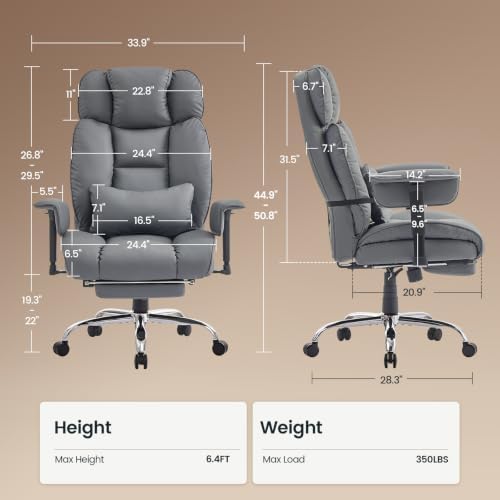 SEDETA Executive Home Office Chairs with Footrest,PU Leather Computer Chair - Image 2