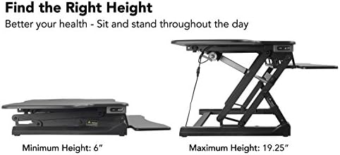Mount-It! 48.5" Electric Standing Desk Converter for Dual Monitors, Motorized Sit Stand Electric Desk Riser with USB Port & Device Slot, Keyboard Tray, Adjustable Height Ergonomic Workstation, Black - Image 6