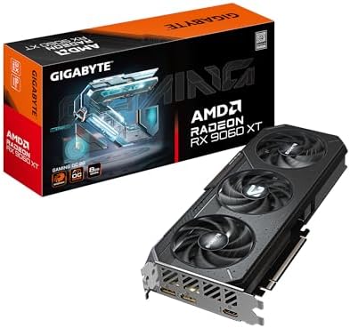 GIGABYTE Radeon RX 9060 XT Gaming OC 8G Graphics Card, PCIe 5.0, 8GB GDDR6, GV-R9060XTGAMING OC-8GD Video Card by Unknown