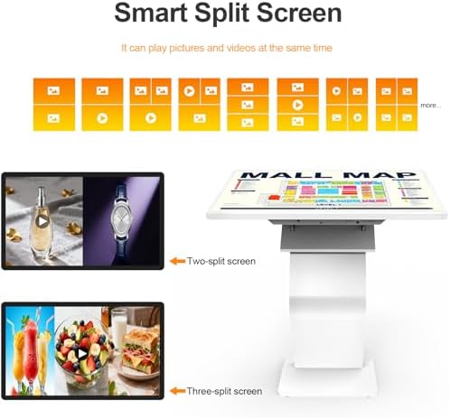 43" Touch Screen Kiosk, 10pt PCAP Touch Screen Digital Signage, Plug&Play K-Style Indoor Digital Signage, Interactive LCD Display Signage, CMS/U-Disk Publish Content, Split Screen, Android 11 - Image 4