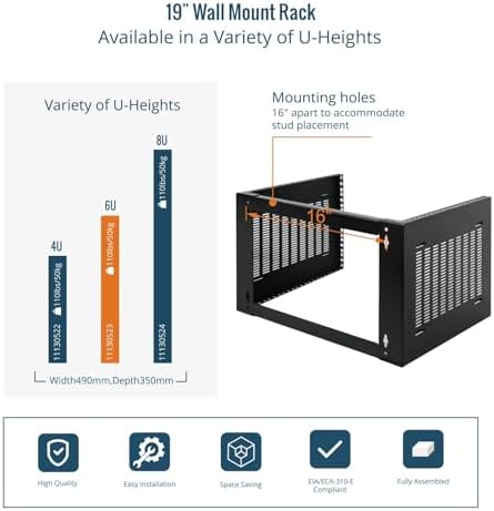 Tecmojo 6U Wall Mount Rack,6U Rack 14 inch Depth,19" Network Rack for Shallow Server and IT Equipment, Network Switches,Patch Panel Bracket,110lbs(50kg) Weight Capacity,Black - Image 5