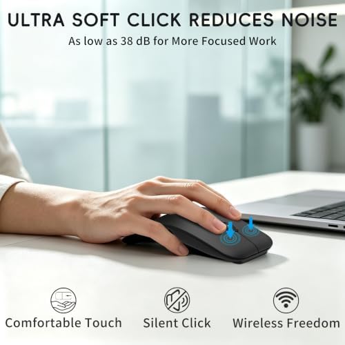 Bluetooth Arc Travel Mouse, BT & USB Wireless Dual Mode Silent Mice - Black - Image 5